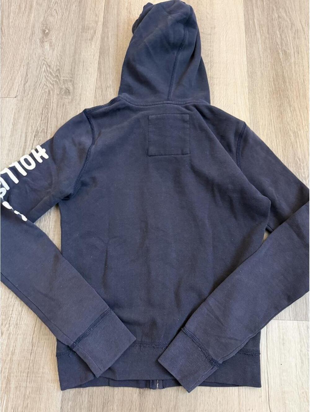 Y2K Navy Blue Hollister Co. Women's Zip-Up Hoodie, Size M, Cali HCO White Text - Picture 5 of 5